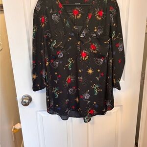 Torrid Black Celestial Print Blouse